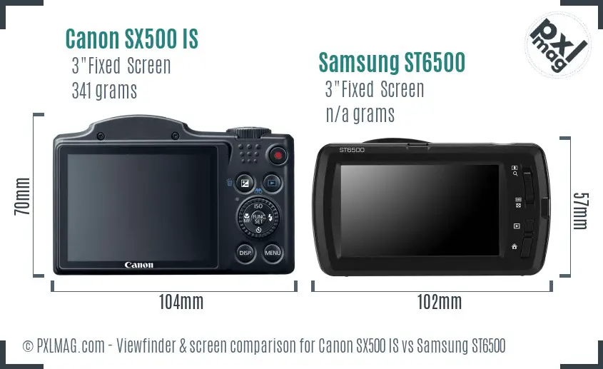 Canon SX500 IS vs Samsung ST6500 Screen and Viewfinder comparison