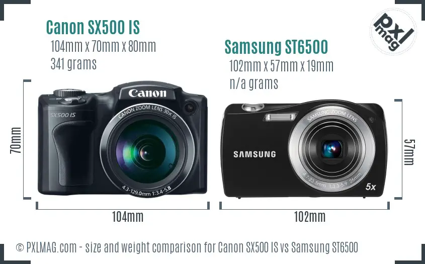 Canon SX500 IS vs Samsung ST6500 size comparison