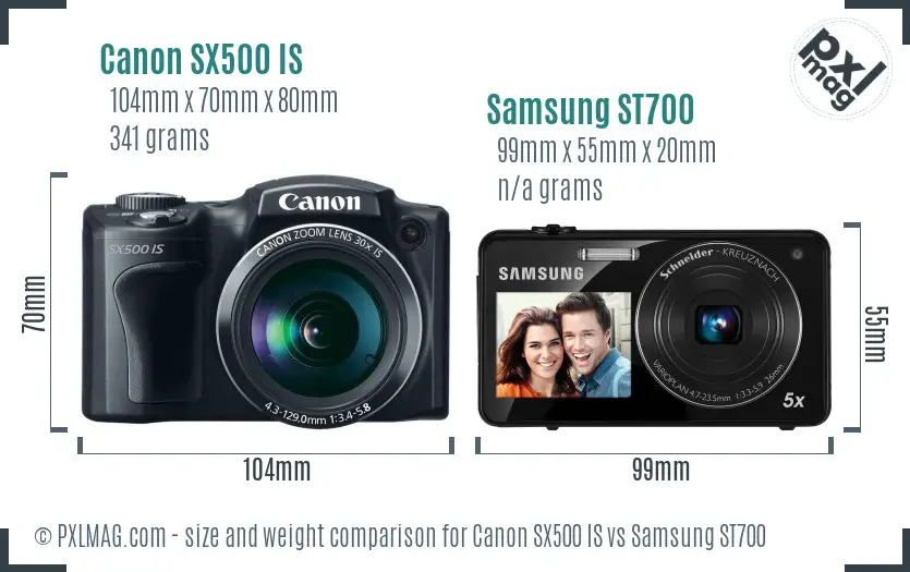 Canon SX500 IS vs Samsung ST700 size comparison Canon SX500 IS vs Samsung ST700 size comparison