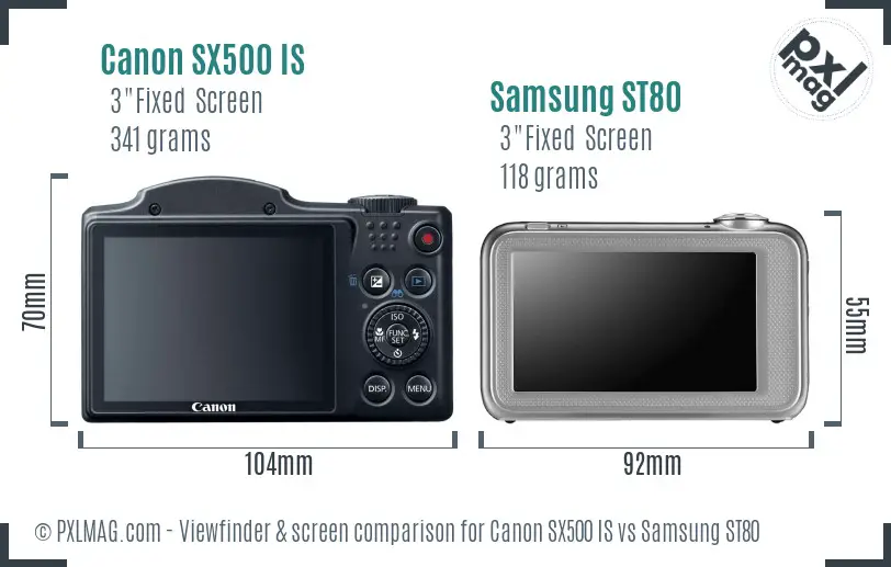 Canon SX500 IS vs Samsung ST80 Screen and Viewfinder comparison