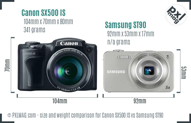 Canon SX500 IS vs Samsung ST90 size comparison Canon SX500 IS vs Samsung ST90 size comparison
