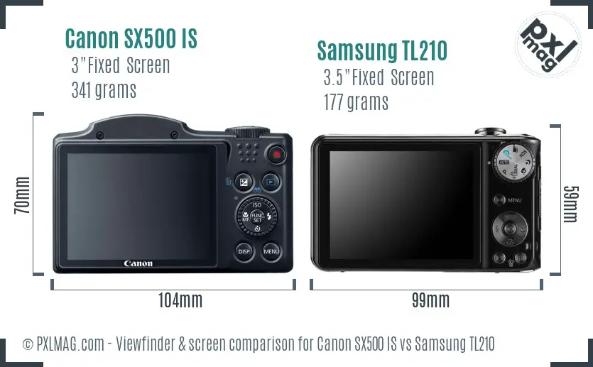 Canon SX500 IS vs Samsung TL210 Screen and Viewfinder comparison