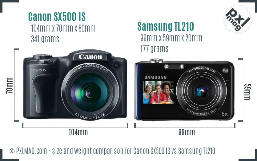 Canon SX500 IS vs Samsung TL210 size comparison