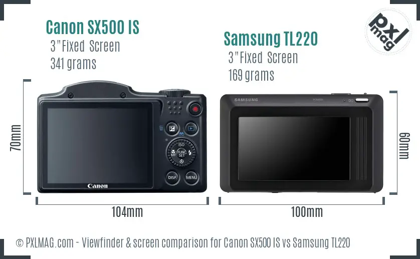 Canon SX500 IS vs Samsung TL220 Screen and Viewfinder comparison Canon SX500 IS vs Samsung TL220 Screen and Viewfinder comparison