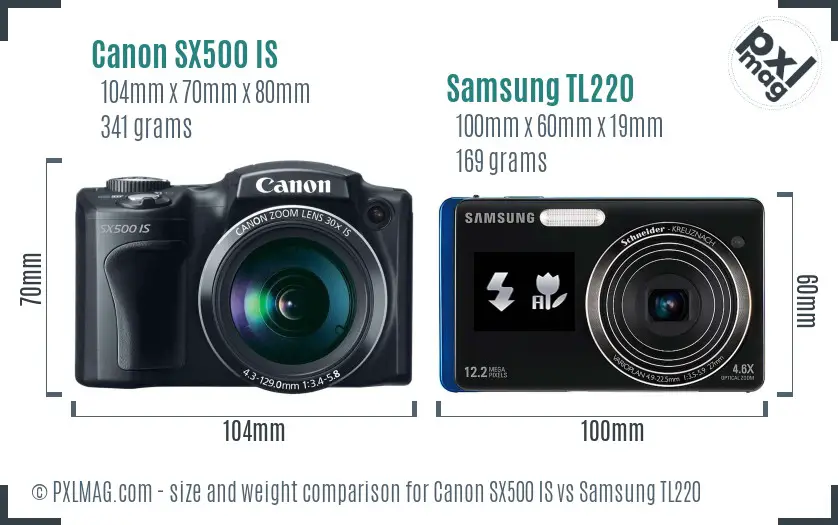 Canon SX500 IS vs Samsung TL220 size comparison Canon SX500 IS vs Samsung TL220 size comparison