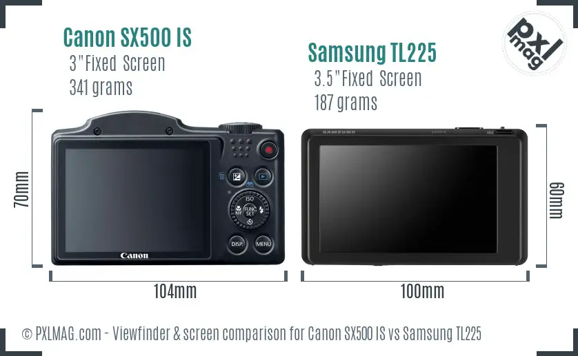 Canon SX500 IS vs Samsung TL225 Screen and Viewfinder comparison