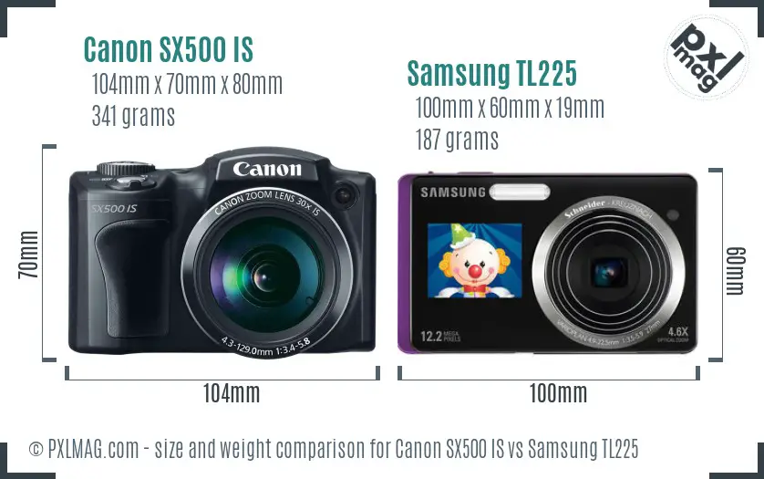 Canon SX500 IS vs Samsung TL225 size comparison