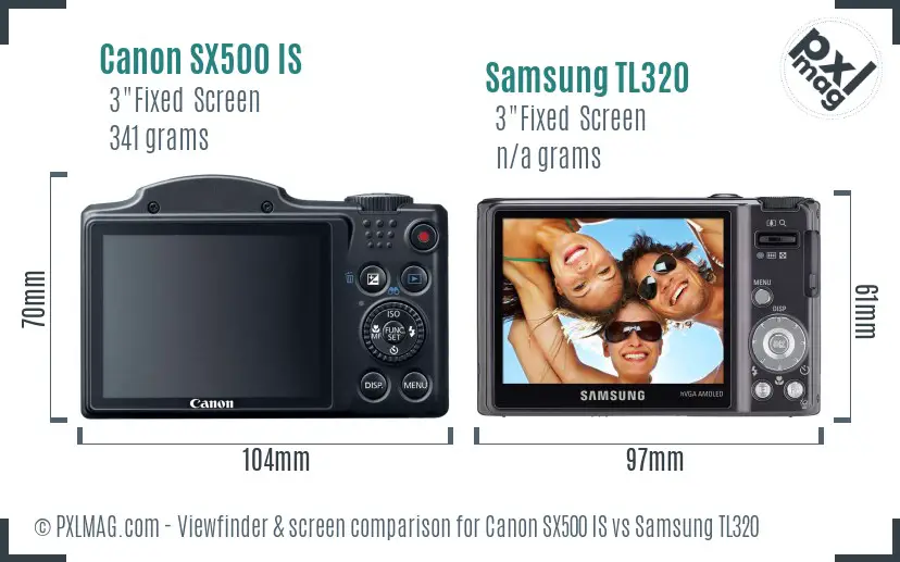 Canon SX500 IS vs Samsung TL320 Screen and Viewfinder comparison