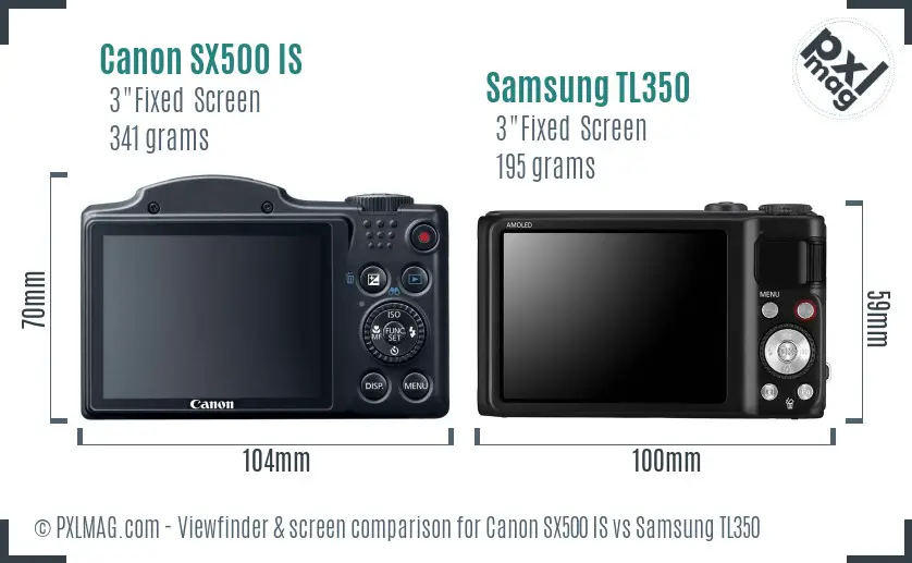 Canon SX500 IS vs Samsung TL350 Screen and Viewfinder comparison