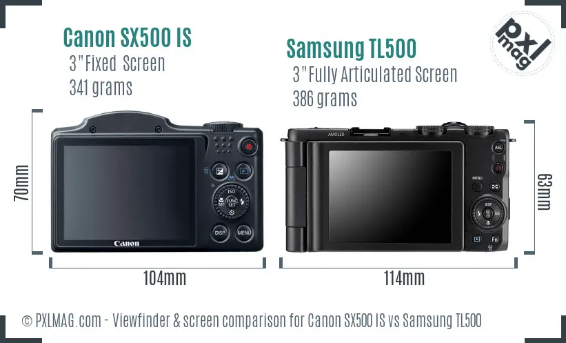 Canon SX500 IS vs Samsung TL500 Screen and Viewfinder comparison