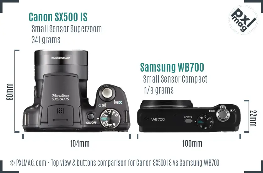 Canon SX500 IS vs Samsung WB700 top view buttons comparison