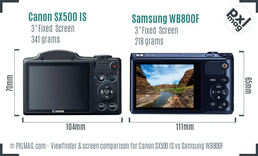 Canon SX500 IS vs Samsung WB800F Screen and Viewfinder comparison