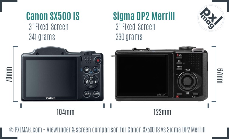 Canon SX500 IS vs Sigma DP2 Merrill Screen and Viewfinder comparison