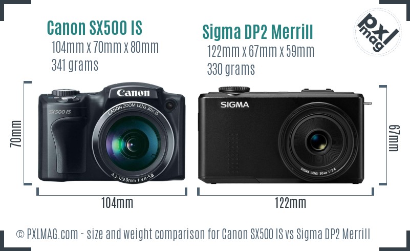 Canon SX500 IS vs Sigma DP2 Merrill size comparison Canon SX500 IS vs Sigma DP2 Merrill size comparison