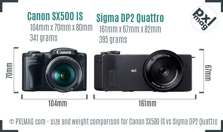 Canon SX500 IS vs Sigma DP2 Quattro size comparison Canon SX500 IS vs Sigma DP2 Quattro size comparison