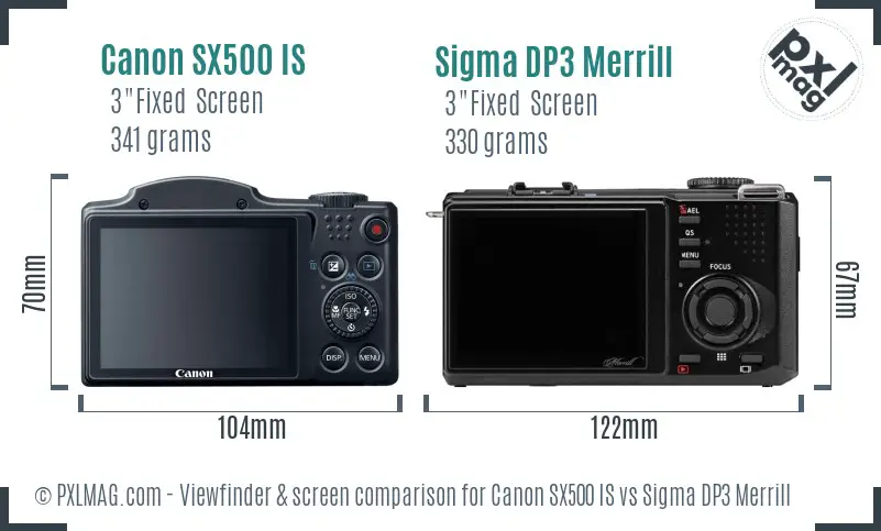 Canon SX500 IS vs Sigma DP3 Merrill Screen and Viewfinder comparison Canon SX500 IS vs Sigma DP3 Merrill Screen and Viewfinder comparison