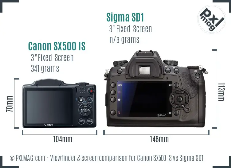 Canon SX500 IS vs Sigma SD1 Screen and Viewfinder comparison