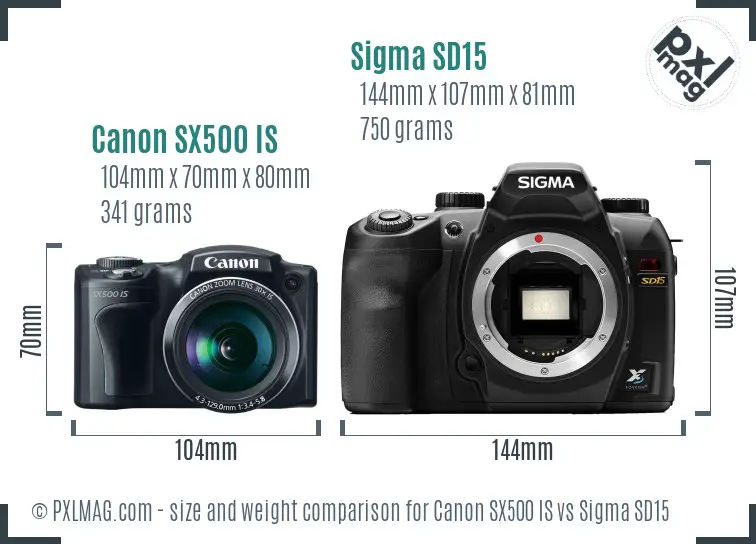 Canon SX500 IS vs Sigma SD15 size comparison Canon SX500 IS vs Sigma SD15 size comparison