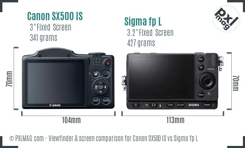 Canon SX500 IS vs Sigma fp L Screen and Viewfinder comparison