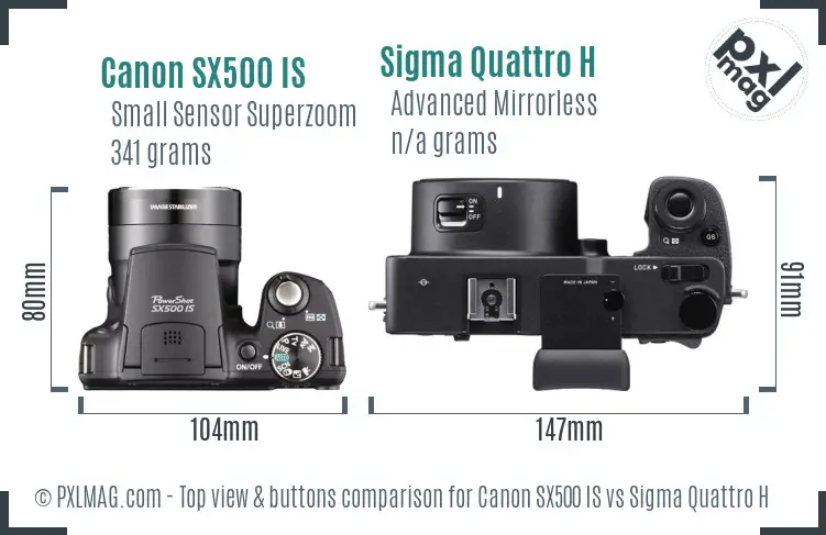 Canon SX500 IS vs Sigma Quattro H top view buttons comparison