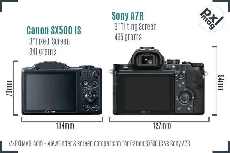 Canon SX500 IS vs Sony A7R Screen and Viewfinder comparison Canon SX500 IS vs Sony A7R Screen and Viewfinder comparison