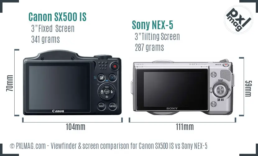 Canon SX500 IS vs Sony NEX-5 Screen and Viewfinder comparison