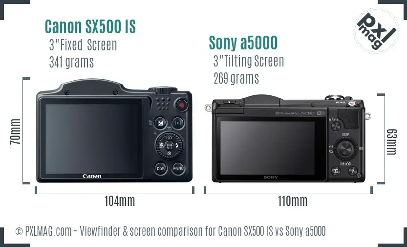 Canon SX500 IS vs Sony a5000 Screen and Viewfinder comparison Canon SX500 IS vs Sony a5000 Screen and Viewfinder comparison