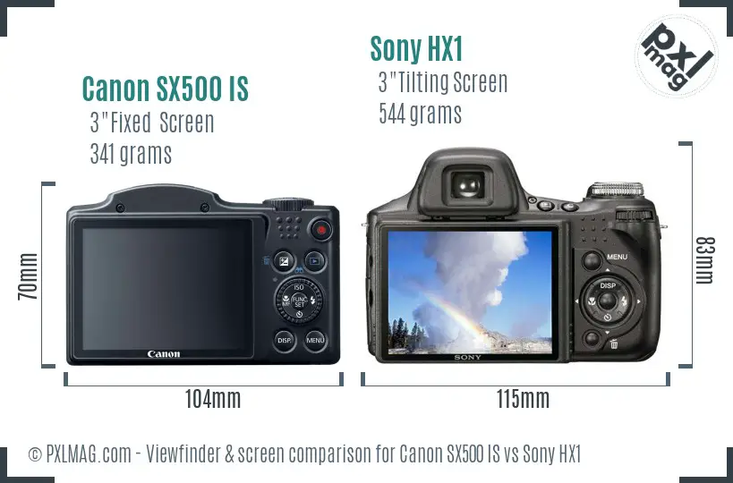 Canon SX500 IS vs Sony HX1 Screen and Viewfinder comparison Canon SX500 IS vs Sony HX1 Screen and Viewfinder comparison