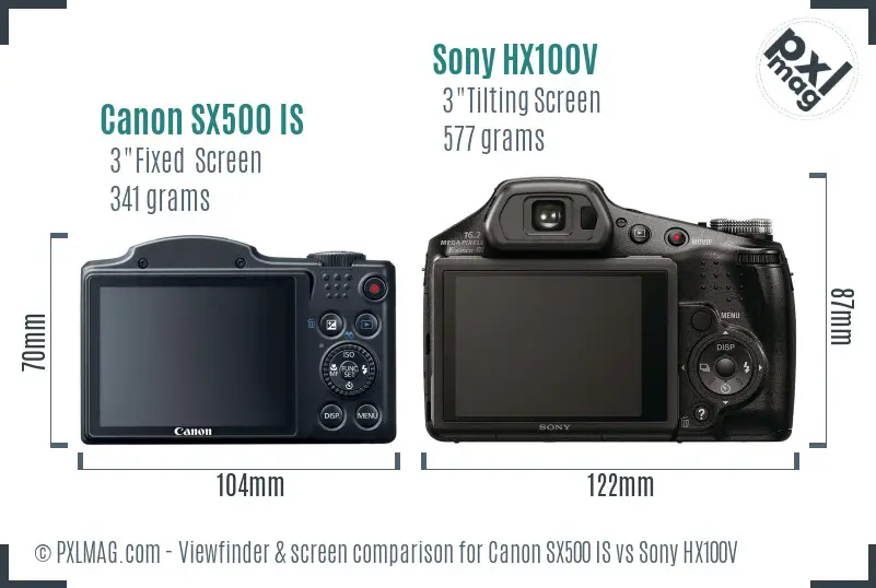 Canon SX500 IS vs Sony HX100V Screen and Viewfinder comparison