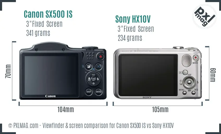 Canon SX500 IS vs Sony HX10V Screen and Viewfinder comparison Canon SX500 IS vs Sony HX10V Screen and Viewfinder comparison