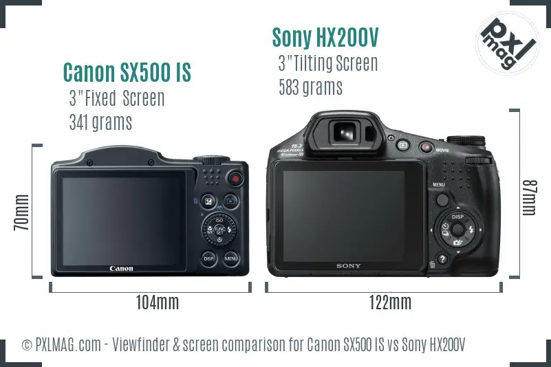 Canon SX500 IS vs Sony HX200V Screen and Viewfinder comparison