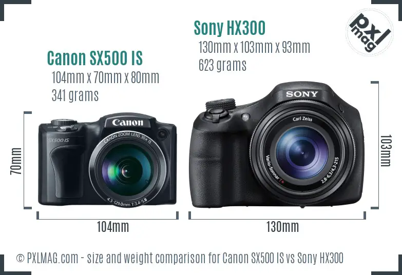 Canon SX500 IS vs Sony HX300 size comparison Canon SX500 IS vs Sony HX300 size comparison