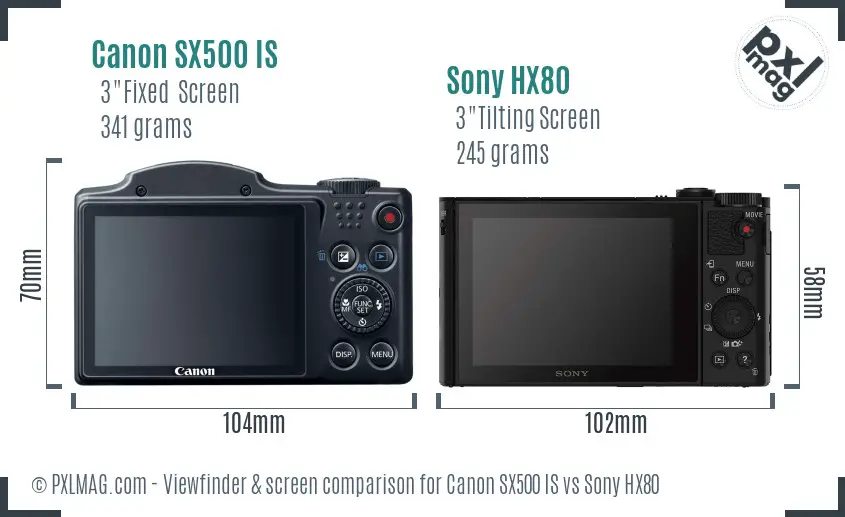 Canon SX500 IS vs Sony HX80 Screen and Viewfinder comparison