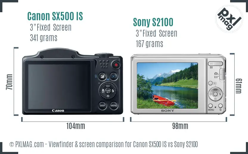 Canon SX500 IS vs Sony S2100 Screen and Viewfinder comparison Canon SX500 IS vs Sony S2100 Screen and Viewfinder comparison
