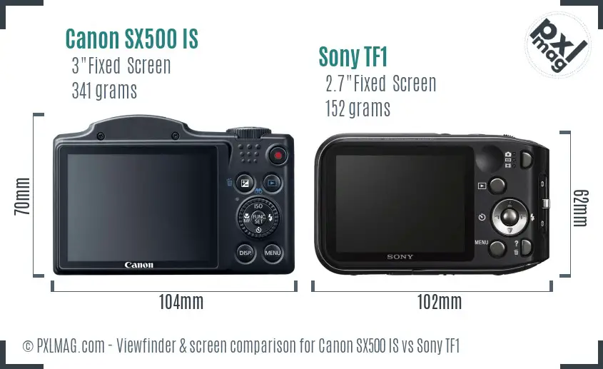 Canon SX500 IS vs Sony TF1 Screen and Viewfinder comparison