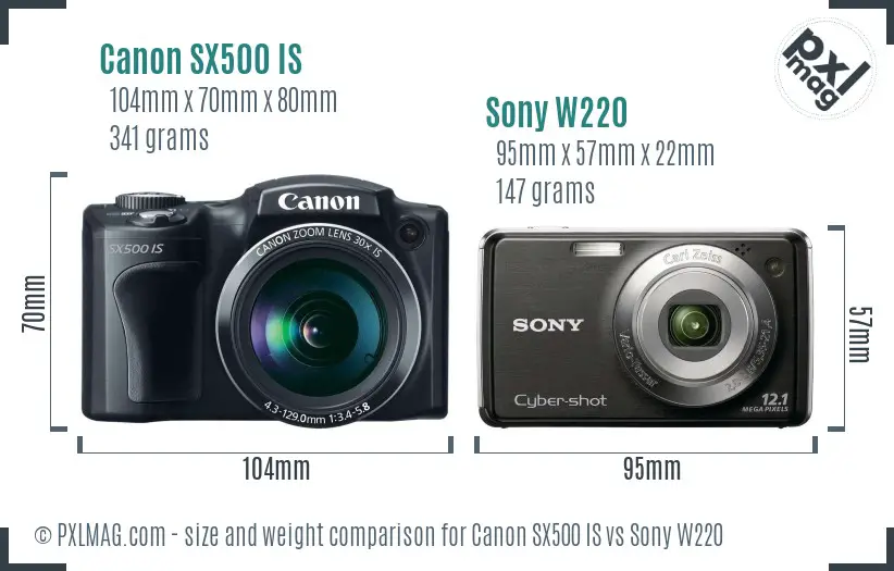 Canon SX500 IS vs Sony W220 size comparison Canon SX500 IS vs Sony W220 size comparison