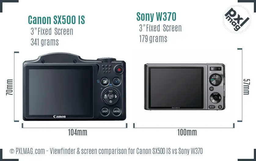 Canon SX500 IS vs Sony W370 Screen and Viewfinder comparison