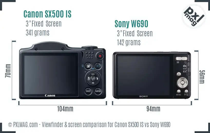 Canon SX500 IS vs Sony W690 Screen and Viewfinder comparison