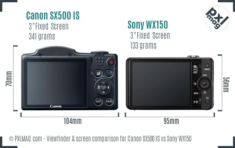 Canon SX500 IS vs Sony WX150 Screen and Viewfinder comparison Canon SX500 IS vs Sony WX150 Screen and Viewfinder comparison