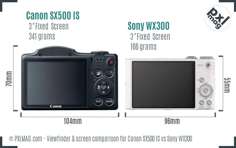Canon SX500 IS vs Sony WX300 Screen and Viewfinder comparison
