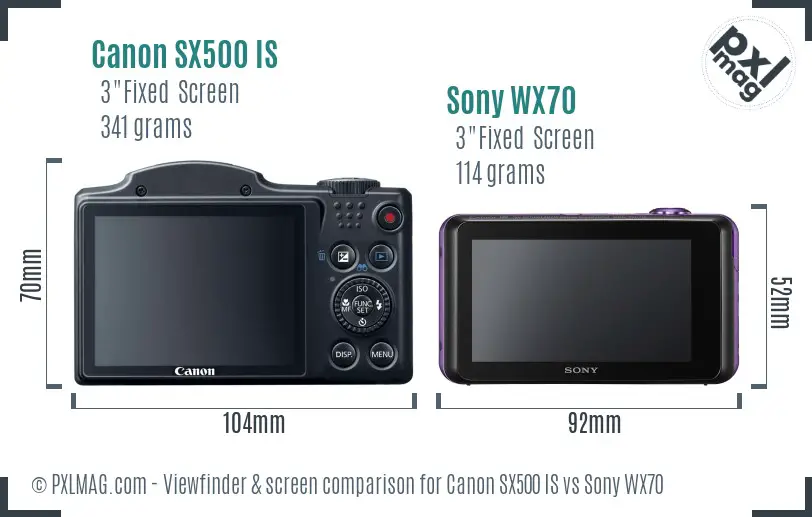 Canon SX500 IS vs Sony WX70 Screen and Viewfinder comparison Canon SX500 IS vs Sony WX70 Screen and Viewfinder comparison