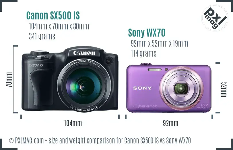 Canon SX500 IS vs Sony WX70 size comparison Canon SX500 IS vs Sony WX70 size comparison