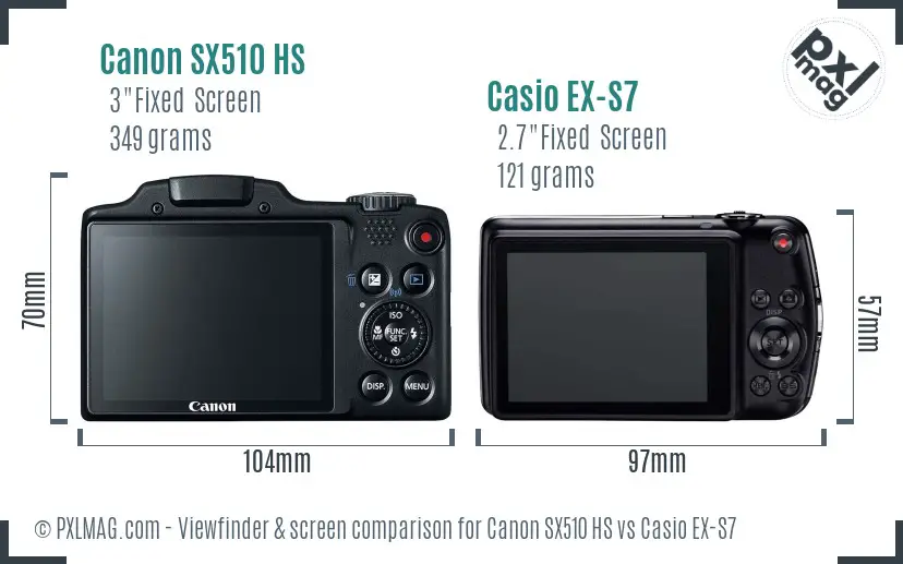 Canon SX510 HS vs Casio EX-S7 Screen and Viewfinder comparison
