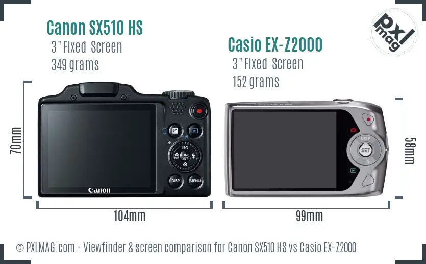 Canon SX510 HS vs Casio EX-Z2000 Screen and Viewfinder comparison Canon SX510 HS vs Casio EX-Z2000 Screen and Viewfinder comparison