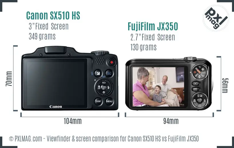 Canon SX510 HS vs FujiFilm JX350 Screen and Viewfinder comparison