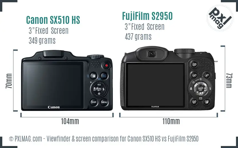 Canon SX510 HS vs FujiFilm S2950 Screen and Viewfinder comparison