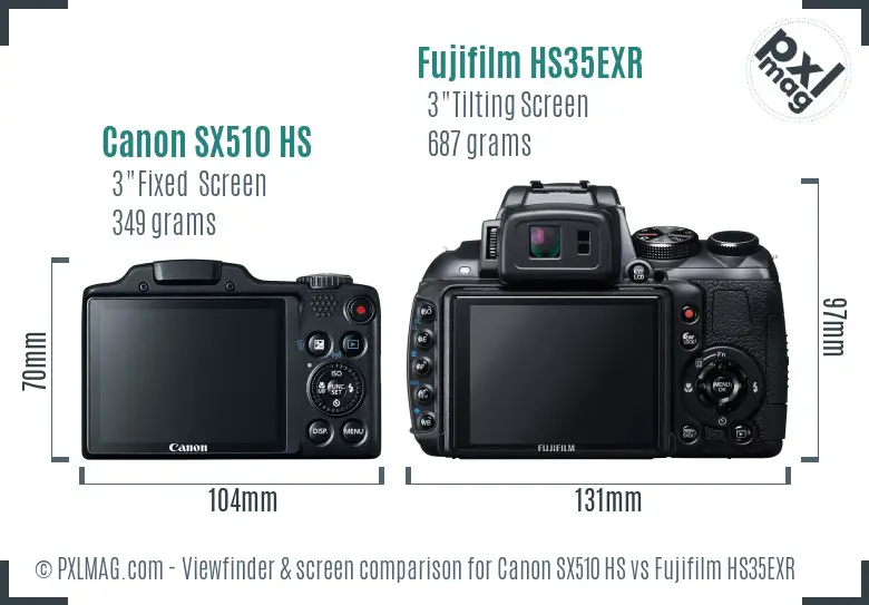 Canon SX510 HS vs Fujifilm HS35EXR Screen and Viewfinder comparison