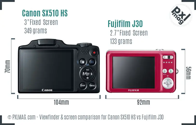 Canon SX510 HS vs Fujifilm J30 Screen and Viewfinder comparison Canon SX510 HS vs Fujifilm J30 Screen and Viewfinder comparison