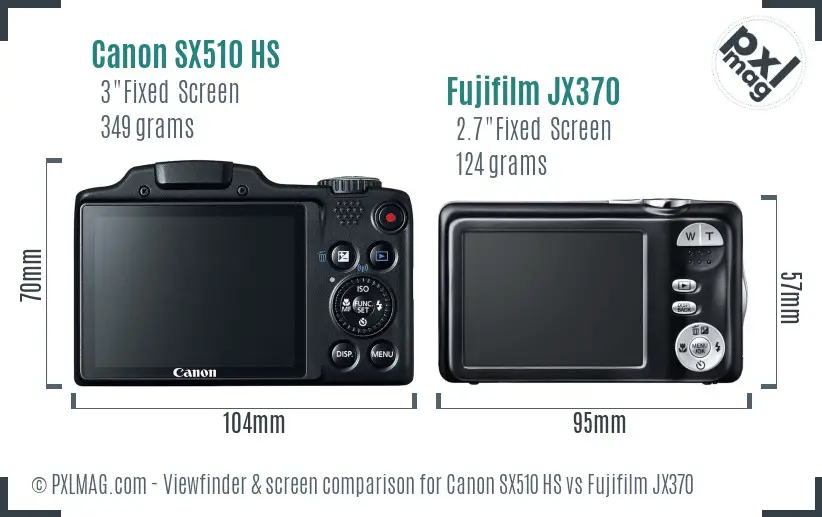 Canon SX510 HS vs Fujifilm JX370 Screen and Viewfinder comparison