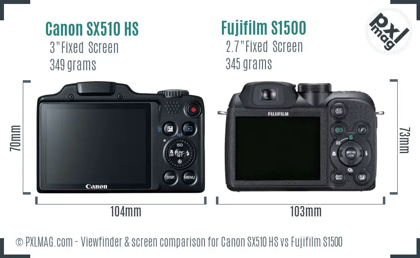 Canon SX510 HS vs Fujifilm S1500 Screen and Viewfinder comparison